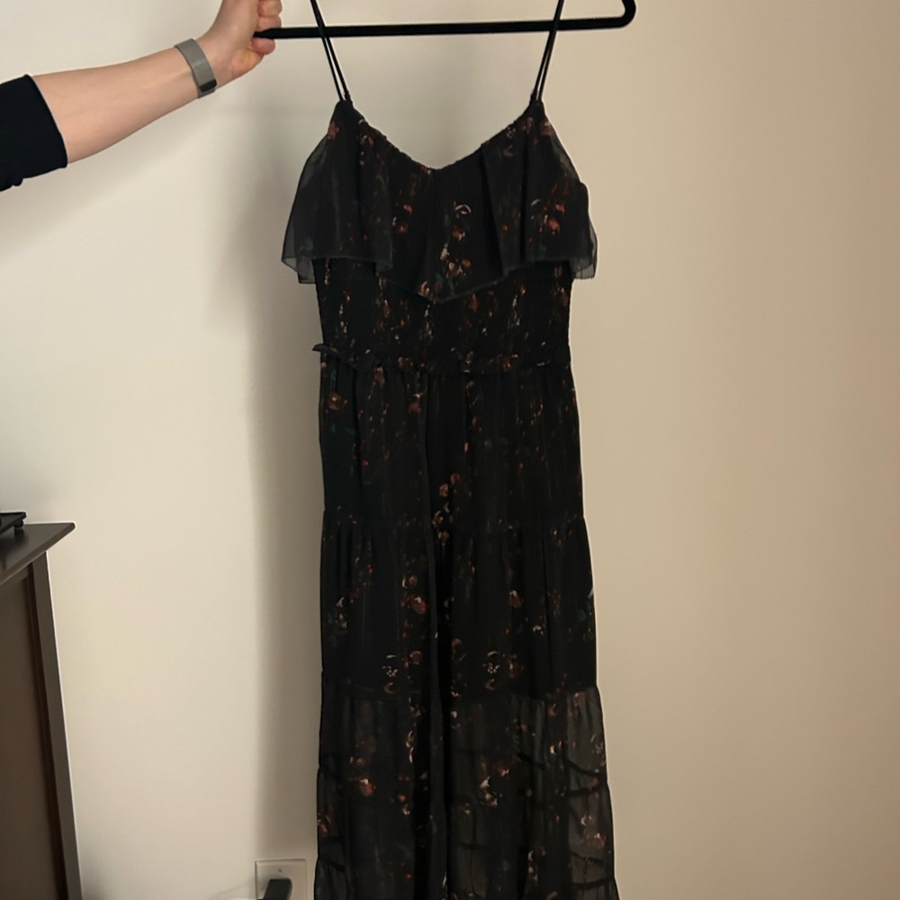 PAIGE Black Sequin Ruffled Maxi Dress